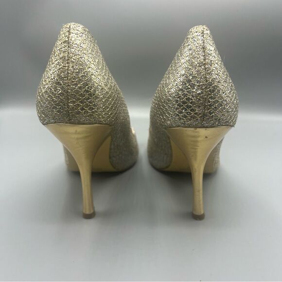 Nine West Open Toe Gold Glitter Heels - Picture 3 of 7